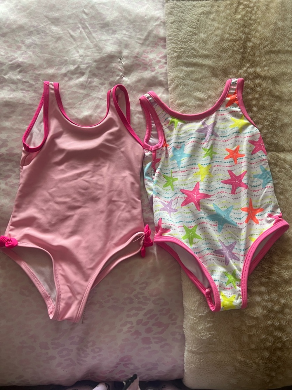 Pink Platinum Girls' Pink & Multi Starfish One-Piece Swimsuits
